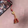 Nueva Cadena para Teléfono Tradicional Estilo Chino Oro Arena y Bermellón con Colgante de Moneda Espíritu de la Montaña, Cordón para Teléfono Estilo Nacional, Llavero para Bolso, Memoria USB