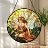 Pingente Cruzado de Vidro Colorido de Fada Bonita Ornamento de Vidro para Pendurar em Casa Decoração de Janela Jardim Pegador de Sol