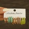 Joyas de Venta Caliente Transfronterizas Europeas y Americanas Set de Pendientes Exagerados Pendientes Geométricos Pendientes de Resina Coloridos Pendientes en Forma de C Accesorios
