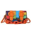 Bolsas Transfronteiriças Trendyy Bolsa Quadrada Pequena Nova Bolsa de Ombro Contrastante Arco-Íris Combinação de Cores Bolsa Transversal Mini Bolsa Quadrada Infantil
