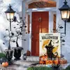 Banderas de Jardín Personalizadas Transfronterizas con Gato Negro, Calavera, Elfo, Calabaza, Decoraciones de Patio de Halloween, Banderas Impresas por Ambos Lados