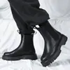 [Personalizado] Botines Chelsea de Suela Gruesa para Hombre Talla Grande Versátiles Otoño e Invierno Botas de Trabajo de Caña Alta Forradas de Lana 21271-t