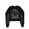 Sudadera Y2K con Estampado de Cuello Redondo y Manga Larga de Comercio Exterior Europeo y Americano Transfronterizo Camiseta Base Camiseta Holgada Moda de Calle Atuendo Y2K