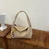 Bolsa de Axila com Textura de Nicho Outono/Inverno Feminina 2026 Nova Bolsa Saco de Camurça e Pelúcia Simples para Ombro/Mão