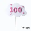 Esponja azul claro doble capa tesoro de 100 días niño niña Bebé Luna Llena un año de edad tarjeta decoración pastel de cumpleaños
