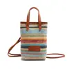 Bolsa para Teléfono Móvil Bolso de Hombro Nuevo Estilo Bolso de Paja Tejida Bolso de Verano para Mujer Moda Playa Marítima 2025 Colores Contrastantes