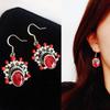 Pendientes festivos étnicos con borlas de linterna y palabra alegre en rojo, pendientes de joyería nupcial en rojo