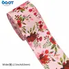 Fita Floral Vibrante com Tecido Imitação de Linho, Fita com Borda de Arame, Embalagem de Caixa de Presente, Laço para Guirlanda, Fita Artesanal