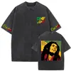Camiseta con Estampado Gráfico Retro Lavada de Bob Marley One Love Reggae, Hombres, Mujeres Camiseta de Algodón Casual Retro, Hombres