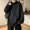 Moletom Masculino com Gola Henry e Patchwork Xadrez, Top Pesado Estilo Retro Americano, Jaqueta Tendência Solta de Outono