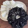 Anel de cabelo de pérola de malha de renda para intestino grosso feminino super fada suave bola de renda corda de cabelo primavera novos acessórios de cabelo doces