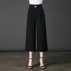 Pantalones culotte cropped 7050 pierna ancha para mujeres de mediana edad y mayores, verano, con caída, tipo mom, cropped holgados, suministro de Pinduoduo