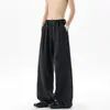 Calça Listrada de Seda Gelo Estilo Old Money para Homens, Verão Plus Size Solta de Alta Qualidade Plissada Casual Yamamoto de Perna Larga