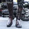 Botas de Montar Estilo Británico de Cuero Genuino Botas Largas Invierno Casual Tendencia Doc Martens Botas Largas de Cuero para Hombre Botas de Equitación
