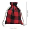 Decoración Navideña Nueva Transfronteriza Suministros Bolsa de Regalo para Niños Bolsa de Regalo de Dulces para Niños Bolsa de Almacenamiento a Cuadros Blanco y Negro para Joyería