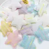 Venta Caliente Tela de Hilo de Color Caramelo de un Solo Lado, Parche de Estrella de 5 cm, Materiales de Decoración para Pasador de Pelo Infantil, Accesorios para el Cabello, Venta al por Mayor