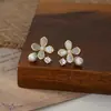 Otoño e Invierno Nuevos Pendientes de Plata S925 con Aguja de Plata Moda Coreana Elegantes Pendientes de Concha y Girasol Pendientes de Perla de Lujo Accesible para Mujer Pendientes