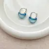 Arete de Metal con Hebilla de Cristal en Forma de Gota de Agua con Gradiente de Color Transparente para Mujer, Super Elegante, Moderno, Sencillo, Versátil, Pendientes de Temperamento, Joyería para Orejas