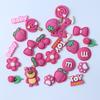 Vermelho Rosado Urso Morango Flor Laço Resina Acessórios Capa de Celular Pata de Urso m Grão Cola Creme DIY Material Rosa