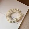 Elástico de Cabelo Moderno com Renda e Pérolas Estilo Intestino Pequeno para Mulheres Toque de Luxo Novo Estilo 2026 Corda Elástica Acessórios de Cabelo