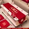 Nuevo Camino de Mesa Bordado con Carácter Rojo de Doble Felicidad Estilo Chino Mantel Rojo para Mesa de Café Decoración de Sala de Bodas Mantel para Mesa de Comedor Esterilla para Boda