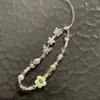 Pingente de Celular Lanyard de Coração Azul Feito à Mão com Contas Fresco e Simples Alça de Pulso Portátil Anti-Perda Estilo Girly de Segurar na Mão