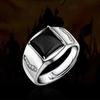 Anillo de ágata negra para hombre, de fábrica, de lujo, con gemas negras, dominante, con cuatro garras negras.