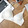 Roupas Íntimas de Algodão para Menina Delicada Francesa Costela Floral Reunião para Seios Pequenos Sem Fio Sem Costura Confortável Sutiã 801