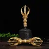 Vajra de Bronce y Mazo de Xizang, Mazo Vajra de Cinco Puntas, Campana de Mano para Meditación, Negro, Tamaños Mediano y Grande, Artículo Decorativo, Suministros Budistas