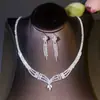 Collar de Aleación de Cobre con Pedrería, Aretes, Joyería Nupcial para Boda, Moda Cola de Pez, Set de Circonita para Banquete de Recién Casados, Accesorios de Cadena para Mujer