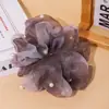 Elástico de Cabelo Elegante em Rede Estilo Coreano com Pérolas e Cor Degradê, Acessório de Cabelo Artístico e Delicado para Mulheres, Adequado para Penteados de Coque