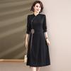 Vestido Moderno de Outono para Mãe, Elegante Traje de Banquete de Casamento para Avó, Novo Estilo 2026, Vestido Longo Estilo Chinês para Mulheres de Meia-Idade e Idosas para Primavera e Outono