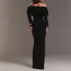 Novo Vestido Elegante 2026 com Gola de Pelo, Ombro a Ombro, Slim Fit Bodycon e Mangas Longas para Mulheres