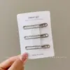 Pinza Plateada Metálica Y2K Dulce y Fresca Montada en Tarjeta para el Lado del Cabello Flequillo Femenino Pinza de Pato de Cinco Puntas Tocado