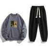 Traje deportivo informal de primavera y otoño para hombre, con cuello redondo, pantalones de manga larga, moda coreana, nuevo traje de dos piezas