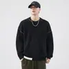 Suéter masculino de alta qualidade para outono e inverno, marca da moda, corte solto, gola redonda, casual, versátil, casual e simples, tricô espesso e quente