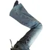 Calça Jeans Micro La Azul Estilo Americano Retrô Feminina Primavera e Verão 2025 Nova Chegada Barra Flare Cintura Alta Emagrecedora Tendência Calça Trompete