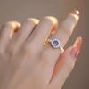 Anillo de plata esterlina s925 aguamarina natural imitación perla Shijia femenino estilo ins lujo ligero de alta gama anillo de cuerda elástica
