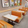 Conjunto de Mesa e Cadeiras para Refeições Rápidas em Laje de Rocha e Madeira Maciça para Lanchonetes, Restaurantes, Padarias, Lojas de Chá com Leite e Restaurantes de Hot Pot Picante; Combinação de Mesa e Cadeiras para Restaurante com Booth
