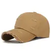 Boné K-Style Ins Cor Lisa Rasgado com Furos Aba Curva para Mulheres Moda Primavera e Verão Versátil Street Personalizável Boné de Basebol