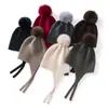 Novo Chapéu de Lã Cashmere com PomPom Fofo Proteção de Orelha Chapéu de Tricô Feminino Outono Inverno Quente Proteção contra Frio Chapéu Versátil para Cobrir a Cabeça Chapéu para Ciclismo