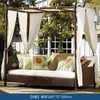 Terraza de Villa Casual Cama Sofá Resistente a la Lluvia y al Sol Silla de Mimbre para Sala de Estar Hotel B&B con Cortina de Gasa Cama Sofá