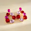 Brincos Geométricos Ovais Europeus e Americanos de Luxo Leve Incrustados com Diamantes, Brincos de Nicho de Personalidade Transfronteiriços, Brincos de Alta Qualidade para Mulheres