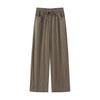 Ropa de Mujer Transfronteriza Aliexpress Otoño 2025 Nuevo Cintura Elástica Plisados Cordón Rayas Ropa de Trabajo Pantalones Rectos Pantalones Casuales