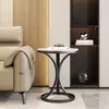 Mesa de Centro de Sala de Estar de Lujo Ligero, Mesita de Noche Simple, Mesa Lateral para Sofá, Mesa de Centro Pequeña Móvil, Mesa Redonda Pequeña para Balcón