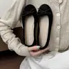 Zapatos de Boca Baja Individuales con Puntera Redonda, Versátiles Zapatos de Ballet 2026 para Primavera y Otoño, Planos con Moño, Superficie de Terciopelo, Cómodos y No Cansan los Pies