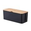 Caja de Gestión de Cables a Prueba de Polvo con Cubierta de Bambú Placa de Enchufe Caja de Almacenamiento Caja Organizadora de Cables
