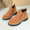 Botas Martin de bico redondo transfronteiriças 2026, botins com saltos grossos, nova coleção outono/inverno, tamanhos grandes, qualidade de exportação, design com zíper lateral, botins femininos