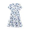 Amazon 2024 Verano Transfronterizo Europeo y Americano para Mujer Vestido de Manga Corta con Cuello Redondo Estampado Floral Falda Mujer M56777