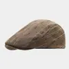 Gorra japonesa retro a rayas y lunares, gorra de béisbol de ala corta con textura de algodón y lino estilo británico, boina casual unisex